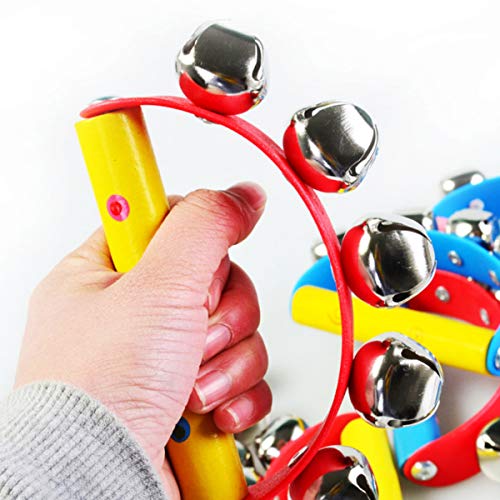 4 Pcs Vivid Color Rainbow Handle Wooden Bells Jingle Stick Shaker Rattle 5/10 Jingle Bells Baby Kids Children Musical Toys