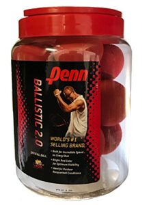 penn head ballistic 2.0 racquetballs – red color – value pack/12-ball jug