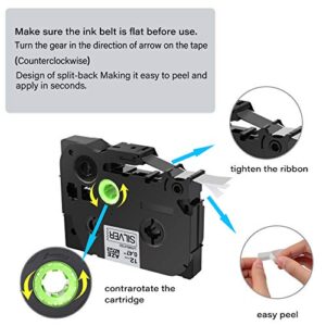 GREENCYCLE 2 Pack Replacement AZE Tapes 12mm 0.47 Inch 1/2" Black on Silver Laminated Label Tape TZe-931 TZe931 TZ931 TZ-931 Compatible for Brother Cube PTD210 PTD600 PTH110 PT1230 Label Maker