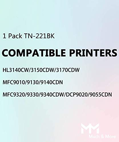 MM MUCH & MORE Compatible Toner Cartridge Replacement for Brother TN-221 TN221 TN221BK TN225 Used for HL-3140CW 3170CDW MFC-9130CW 9340CDW DCP-9022CDW 9055CDN Printers (1-Pack, Black)