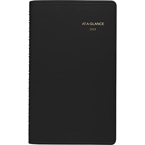 AT-A-GLANCE 2023 Weekly Planner, Hourly Appointment Book, 5" x 8", Small, 12 Months, Black (7007505)