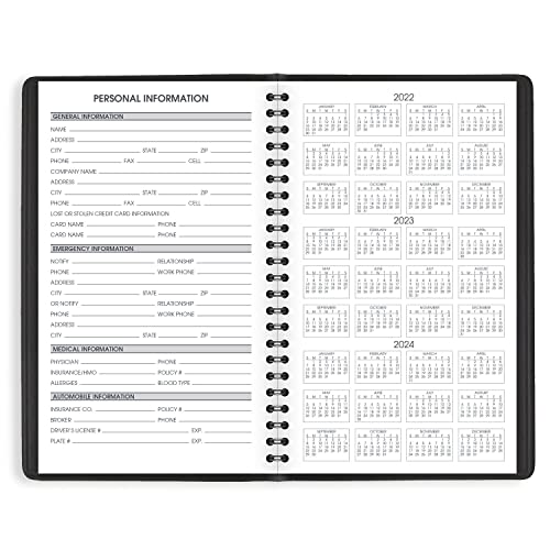 AT-A-GLANCE 2023 Weekly Planner, Hourly Appointment Book, 5" x 8", Small, 12 Months, Black (7007505)