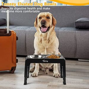 Toozey Elevated Dog Bowls 4 Adjustable Heights, Raised Dog Bowl for Large Medium Small Dogs and Pets, Dog Bowl Stand with 2 Stainless Steel Dog Food Bowls, 4 Heights-3.1", 8.6", 10.2", 11.8"(Black)