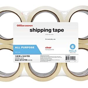 Office Depot Brand Packaging Tape, Multipurpose, 1.89"""" x 54.6 Yd., Clear, Pack Of 6 R