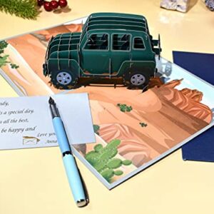 GREETING ART 3D Car Pop Up Cards, Thank You Card,Greeting Card, Happy Birthday Gift Cards,Anniversary Cards for Husband, Boyfriend, Brother, Dad, Nephew, Son