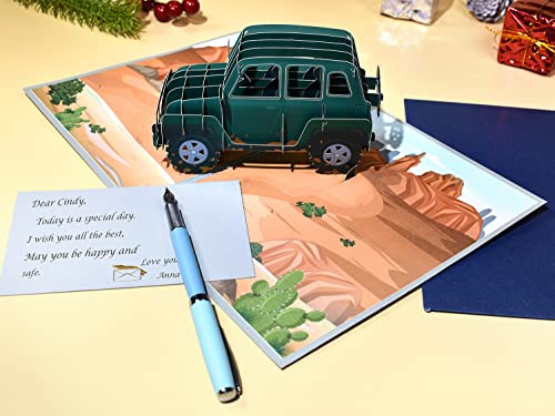GREETING ART 3D Car Pop Up Cards, Thank You Card,Greeting Card, Happy Birthday Gift Cards,Anniversary Cards for Husband, Boyfriend, Brother, Dad, Nephew, Son