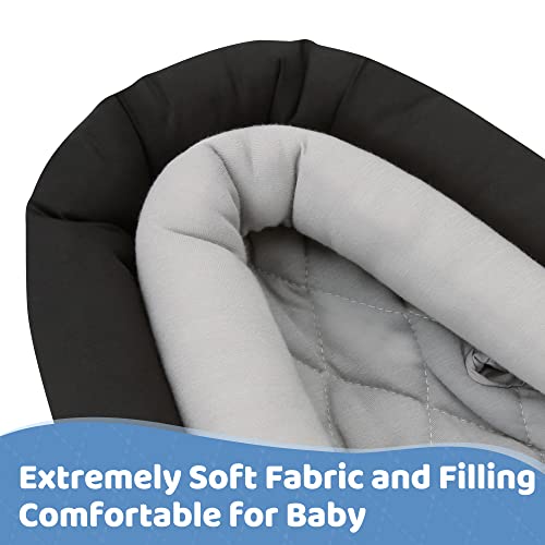 Pro Goleem Car Seat Head Support Infant, Soft Infant Car Seat Insert, 2 in 1 Carseat Head Support for Newborn, Baby Car Seat Cushion, Perfect for Car Seat, Stroller, Swing, Bouncer, Gray and Black