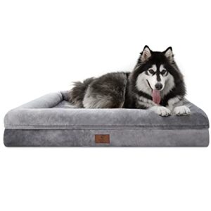 yiruka dog beds for extra large dogs, orthopedic dog bed, washable dog bed with [removable bolster], waterproof dog bed with nonskid bottom, pet bed, xl dog bed