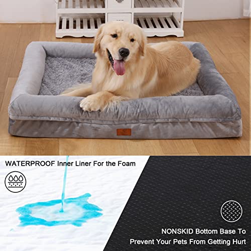 Yiruka Dog Beds for Extra Large Dogs, Orthopedic Dog Bed, Washable Dog Bed with [Removable Bolster], Waterproof Dog Bed with Nonskid Bottom, Pet Bed, XL Dog Bed