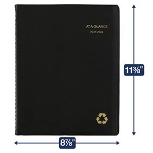 AT-A-GLANCE 2023-2024 Planner, Weekly & Monthly Academic Appointment Book, 8-1/4" x 11", Large, Recycled, Black (70957G05)