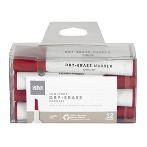 office depot® brand 100% recycled low-odor dry-erase markers, chisel point, red, pack of 12