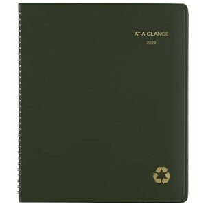 at-a-glance 2023 monthly planner, 13 month calendar, 9″ x 11″, large, recycled, monthly tabs, green (70260g60)