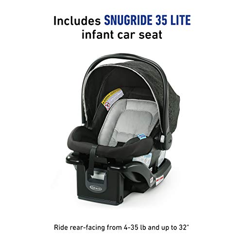 Graco NimbleLite Travel System | Includes Lightweight Stroller and SnugRide 35 Lite Infant Car Seat, Parent Storage, Compact Fold | Lightweight Stroller Under 15 Pounds, Frisco