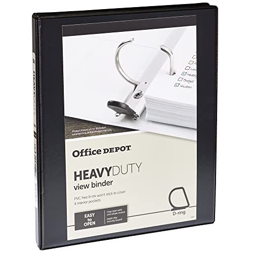 Office Depot® Brand Heavy-Duty Easy Open® Round-Ring View Binder, 1/2" Rings, 54% Recycled, Black