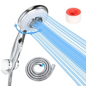 rv shower head with hose and on off switch – high pressure shower head replacement for bath room、rv、motor home、boat、travel trailer and camper – with stainless steel 60” hose and bracket