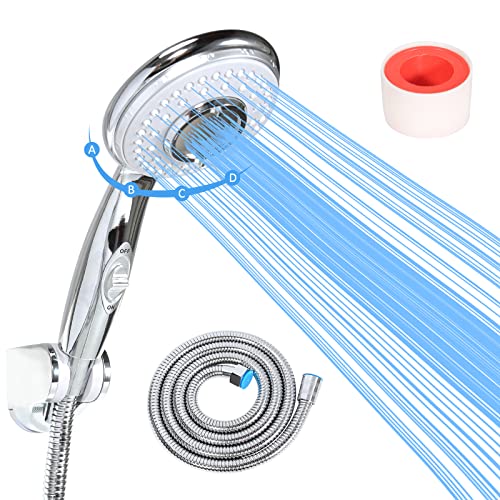 RV Shower Head with Hose and on off switch - High pressure shower head replacement for Bath room、RV、Motor home、Boat、Travel Trailer and Camper - with Stainless Steel 60'' Hose and bracket