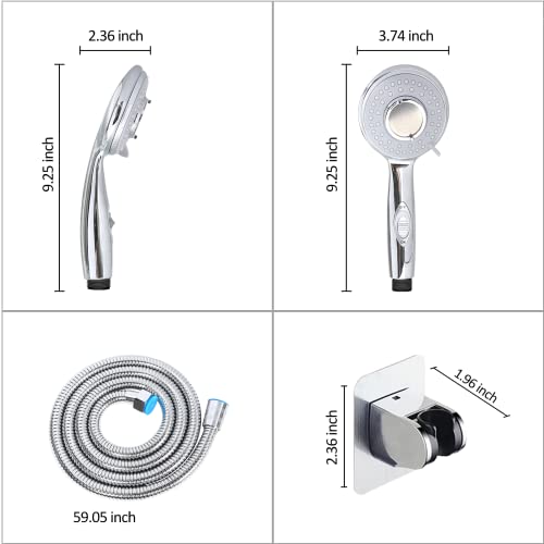 RV Shower Head with Hose and on off switch - High pressure shower head replacement for Bath room、RV、Motor home、Boat、Travel Trailer and Camper - with Stainless Steel 60'' Hose and bracket