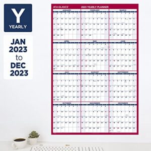 AT-A-GLANCE 2023 Erasable Calendar, Dry Erase Wall Planner, 48" x 32", Jumbo, Vertical/Horizontal, Reversible (PM32628)