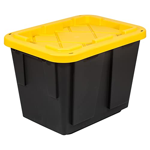 Office Depot® Brand by Greenmade® Professional Storage Totes, 12-Gallon, Black/Yellow, Pack Of 4 Totes