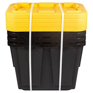 Office Depot® Brand by Greenmade® Professional Storage Totes, 12-Gallon, Black/Yellow, Pack Of 4 Totes