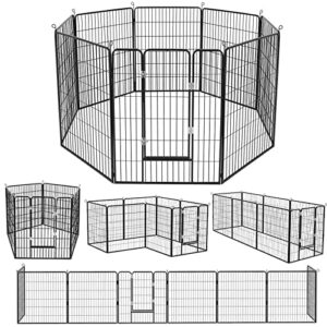 pukami dog fence for dogs, 8/16 panels 24/32/40 height x32 inch width,portable dog playpen puppy playpen for small medium dog exercise pen for indoor outdoor,pet playpen fence for yard,rv,camping