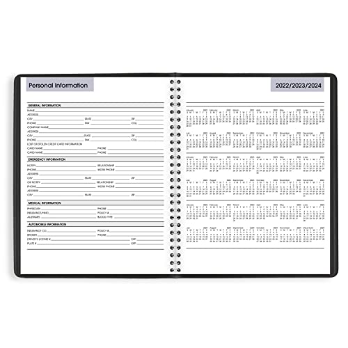 AT-A-GLANCE 2023 Weekly Planner, DayMinder, 7" x 8-3/4", Medium, Column-Style, Faux Leather, Black (G59000)