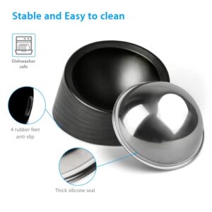 UPPETLY Tilted Angle Stainless Steel Dog Bowl, 15° Slanted No Spill Non-Skid Cat Food Bowl, Stress Free Food Grade Material Feeder for Pets Puppy Small Medium Dogs Black