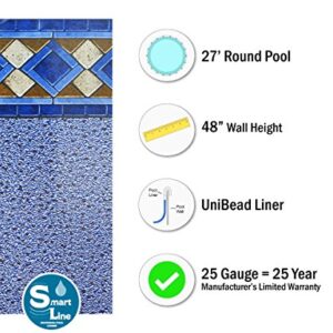 Smartline Mosaic Diamond 27-Foot Round Pool Liner | UniBead Style | 48-Inch Wall Height | 25 Gauge Virgin Vinyl Material | Strong and Durable Liners | Designed for Steel Sided Above-Ground Pools