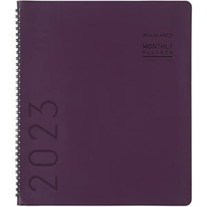at-a-glance 2023 monthly planner, 9” x 11”, large, monthly tabs, pocket, faux leather, contemporary, merlot (70250x50)