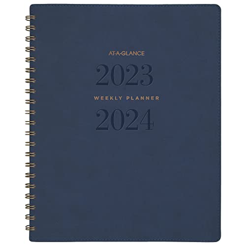 AT-A-GLANCE 2023-2024 Planner, Weekly & Monthly Academic, 8-1/2" x 11", Large, Signature Collection, Navy (YP905A20)