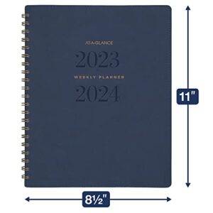 AT-A-GLANCE 2023-2024 Planner, Weekly & Monthly Academic, 8-1/2" x 11", Large, Signature Collection, Navy (YP905A20)