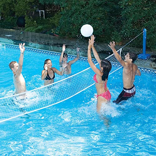 Swimline Cross In Ground Swimming Pool Outdoor Durable Nylon Toy Game Sport Volleyball Net with Ball and Weighted Supports (4 Pack)