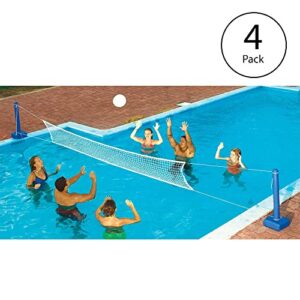 Swimline Cross In Ground Swimming Pool Outdoor Durable Nylon Toy Game Sport Volleyball Net with Ball and Weighted Supports (4 Pack)