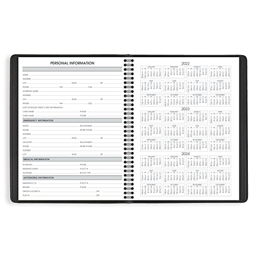 AT-A-GLANCE 2023 Weekly Planner, Quarter-Hourly Appointment Book, 7" x 8-3/4", Medium, Telephone/Address Pages, Black (7095105)