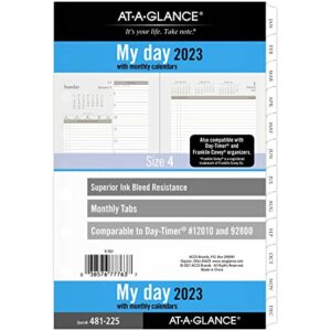 at-a-glance 2023 daily planner refill, hourly, 5-1/2″ x 8-1/2″, 12010 day-timer, size 4, desk size, two pages per day, loose leaf, monthly tabs (481-225)