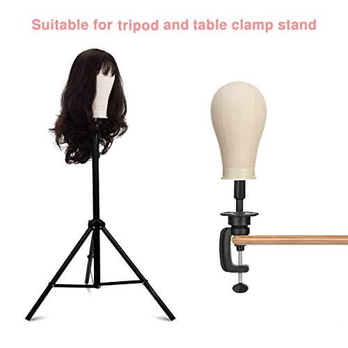 SZCY LLC 23 Inch Canvas Block Wig Head, Wig Stand Tripod with Head, Mannequin Head for Wigs, Manikin Canvas Head Block Set for Wigs Making Display with Wig Caps, T Pins C Pins Set Bristle Brush