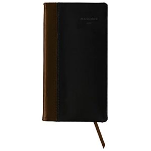 at-a-glance 2023 weekly & monthly diary, fine diary, 3″ x 6″, faux leather, hardcover, black/brown (740205)