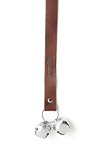 Mighty Paw Leather Tinkle Bells, Premium Leather Dog Doorbells, Extra Soft Leather with Durable Jingle Bells, Housetraining Doggy Door Bells for Potty Training (Brown)