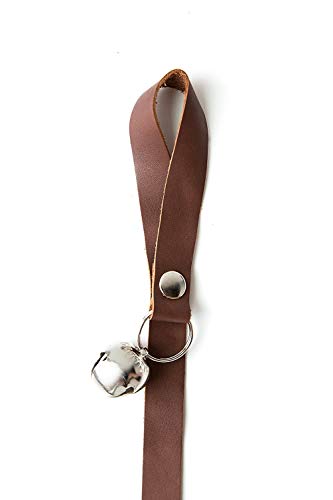 Mighty Paw Leather Tinkle Bells, Premium Leather Dog Doorbells, Extra Soft Leather with Durable Jingle Bells, Housetraining Doggy Door Bells for Potty Training (Brown)