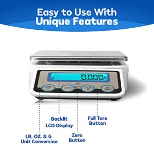 Penn Scale PS-10 Digital Kitchen Portion Scale - 11lb Electric Kitchen Scale with 0.002lb Readability - Removable Platter & LCD Display - Lb, Oz, G Unit Conversion (AC & Battery Powered)