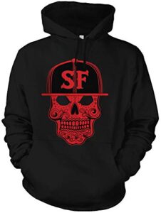 calidesign sf san francisco mexican sugar skull hoodie sweatshirt frisco bay area the city black