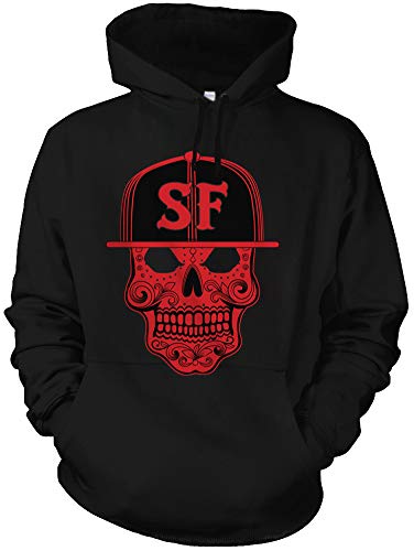 CaliDesign SF San Francisco Mexican Sugar Skull Hoodie Sweatshirt Frisco Bay Area the City Black