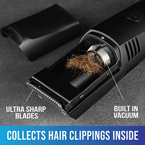 Bell+Howell Vacutrim Professional Vacuum Hair Trimmer with Powerful Suction Rechargeable Shaver for Mens Beard Mustache Sideburn Ultra Sharp Stainless Blade Cordless Hair Clipper As Seen On TV