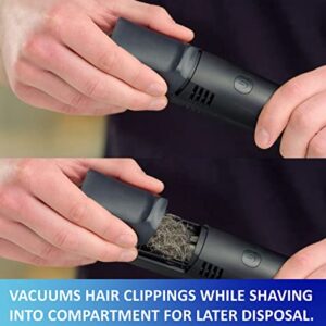 Bell+Howell Vacutrim Professional Vacuum Hair Trimmer with Powerful Suction Rechargeable Shaver for Mens Beard Mustache Sideburn Ultra Sharp Stainless Blade Cordless Hair Clipper As Seen On TV