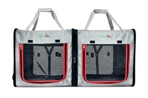 double pet carrier for cats and dogs – use individually or zip together for large travel pet carrier – lightweight connect carrier – compact – carry case included