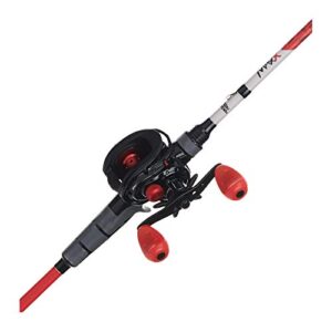 abu garcia black max & max x low profile baitcast reel and fishing rod combo, 6’6″ – medium – 2pc