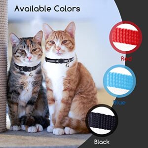 Nobleza Kitten Collar with Bell, 2 Pack Breakaway Cat Collars with Safe Quick Release Buckle, Paw Print & Strip Reflective Adjustable Soft Pet Collar for Small Medium Kitty Cats