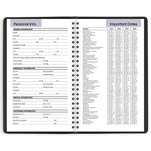 AT-A-GLANCE 2023 Weekly Planner, DayMinder, Hourly Appointment Book, 5" x 8", Small, Black (G20000)