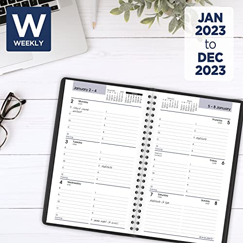 AT-A-GLANCE 2023 Weekly Planner, DayMinder, Hourly Appointment Book, 5" x 8", Small, Black (G20000)