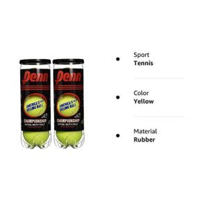 Penn Championship High Altitude Head Tennis Balls – 2 Pack 6 Balls Yellow - USTA & ITF Approved - Official Ball of The United States Tennis Association Leagues - Natural Rubber for consistent Play